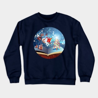 Magic book with Christmas tree and Santa Crewneck Sweatshirt